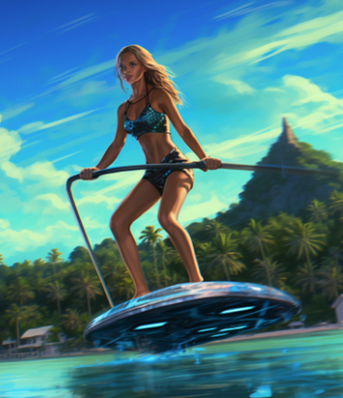 Electric-Surfboard---Hydrofoil-Surfboard, efoil surfboard, woman riding an electric surfboard